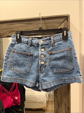 Y2K Vintage BONGO Light Blue High-Rise Button-Front Denim Shorts